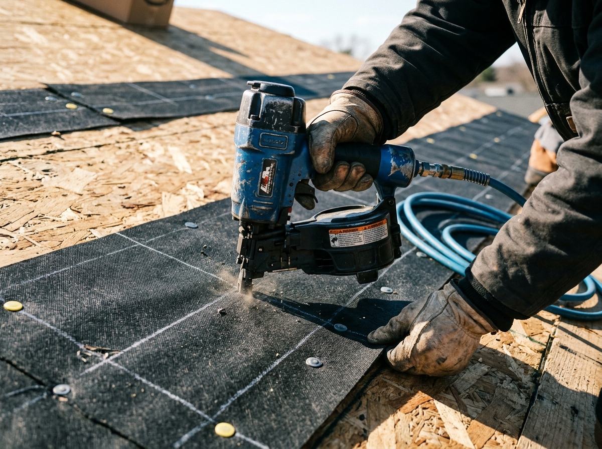 Flat roof membrane installation