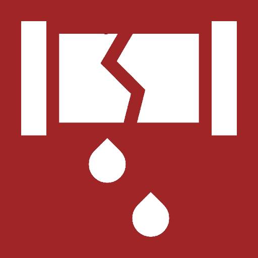 Icon representing a broken pipe with water droplets, symbolizing plumbing issues or water leaks.