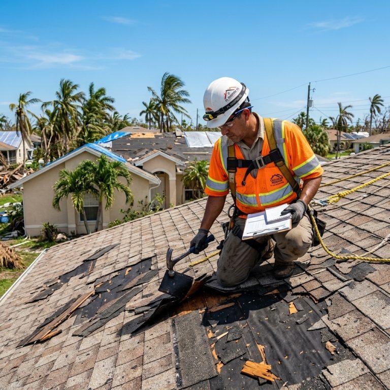 roofing contractor inspecting